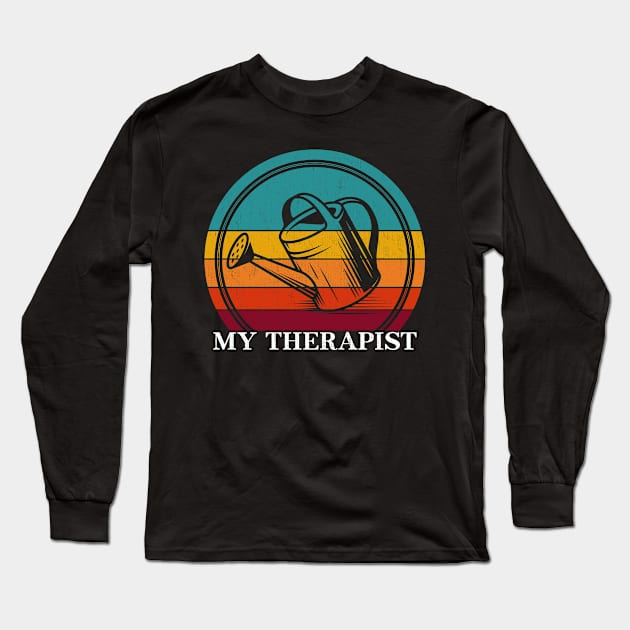 Vintage Watering Can My Therapist - Gardening Long Sleeve T-Shirt by Red Canopy Stores